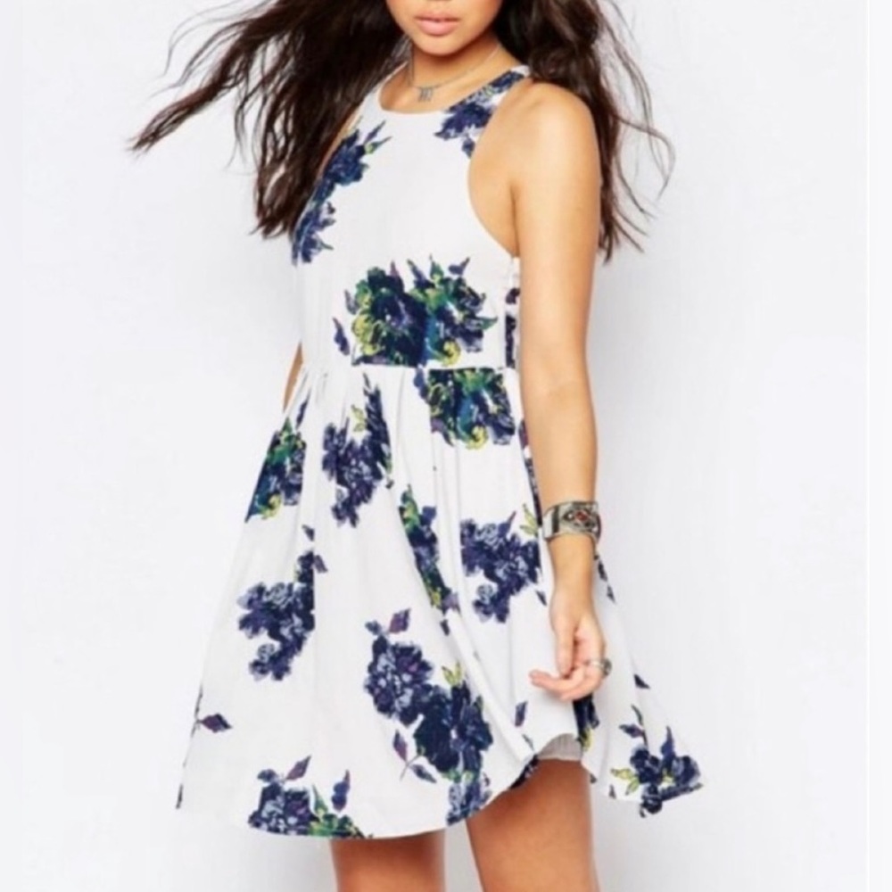 Free People Flutter Floral Pleated Mini Dress Sz 4